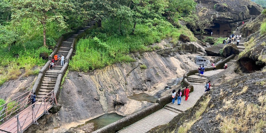 An inside view of the Edakkal Caves, one of the popular tourist destinations in Wayanad
