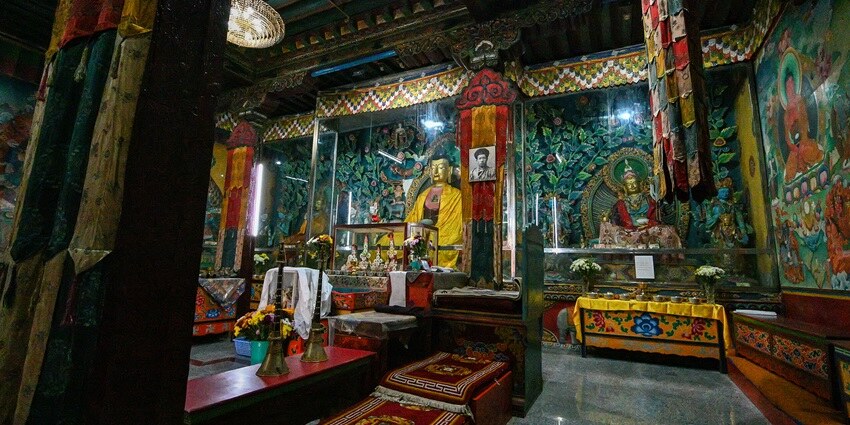 The interiors of a monastery in Sikkim