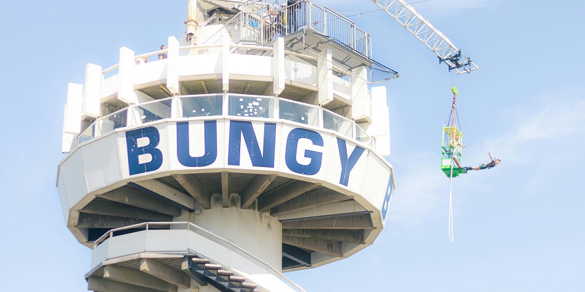 Scenic image of bungee jumping platform in the hackett bungee jumping In Bali