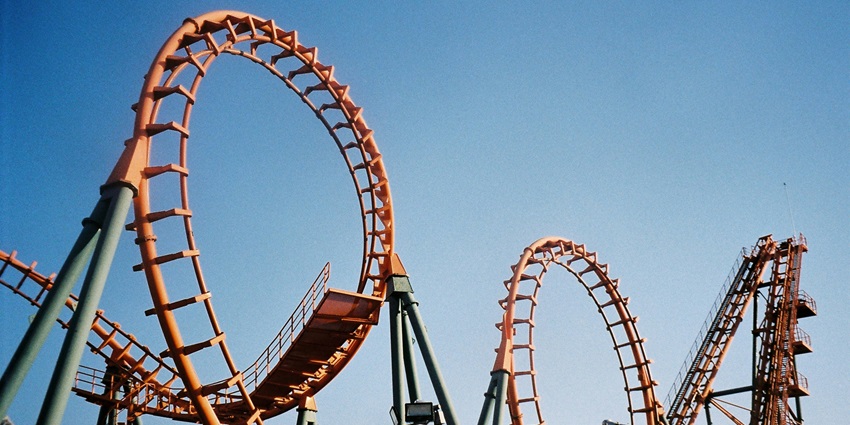 Roller coaster rides at Adventure Island, one of the top places to visit in Delhi for fun.