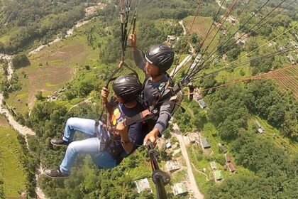 A person enjoying paragliding in Sikkim