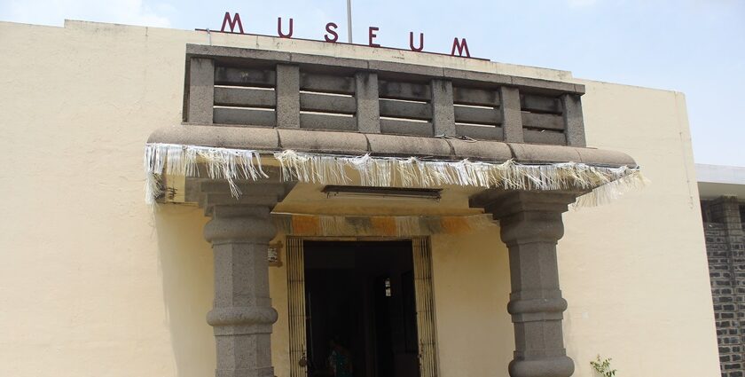 A fascinating view of the Amaravati Museum entrance with the word museum written.