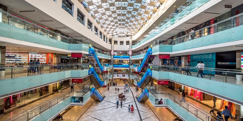 Scenic image of the beautiful Amnbeince Mall a must visit place to be in Delhi