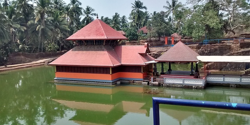 Historic Ananthapura Lake Temple rising from tranquil lake waters in Kasaragod–vishnu temples in kerala