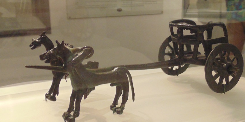 Snapshot of an Mesmersing iron-age chariot in the Museum - Thrissur Museum, Kerala
