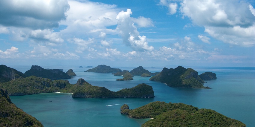 A breathtaking view of Ang Thong National Marine Park, a serene abode in the region.