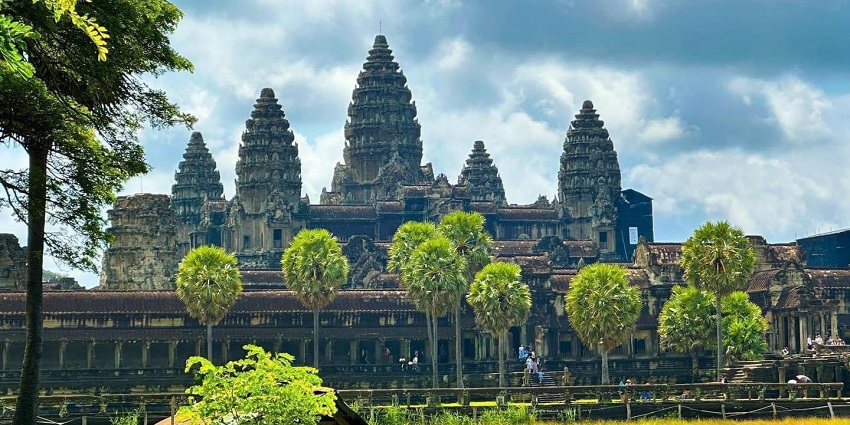 Explore the stunning architecture of Angkor Wat on your visit to Bayon Temple, Cambodia.