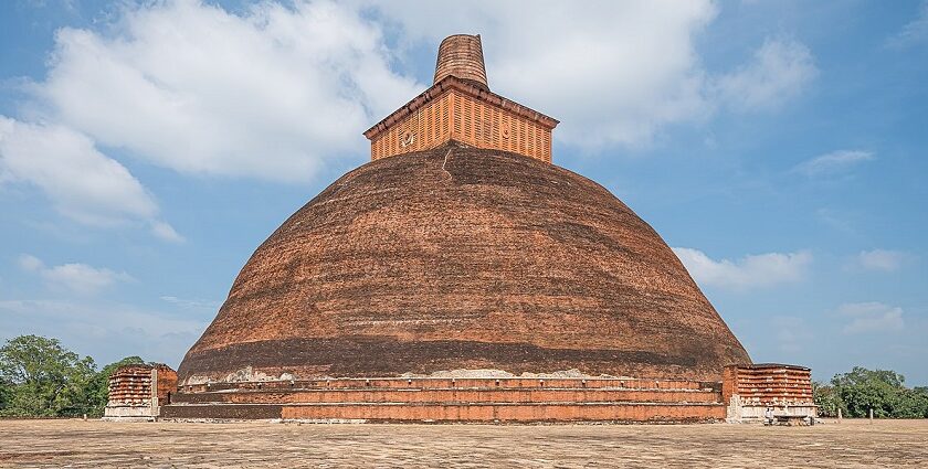 A stunning view of the Jetavanaramaya Stupa in Anuradhapura - temples in Sri Lanka.