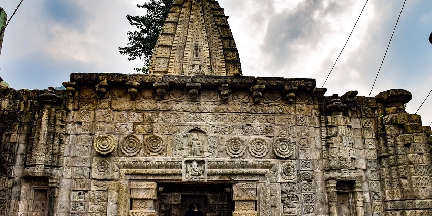 View of a holy shrine in Himachal Pradesh dedicated to Lord Shiva and Goddess Parvati.