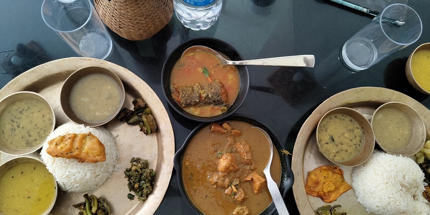 A picture of tasty Assamese cuisine served on a plate at Khorika Restaurant in Assam.