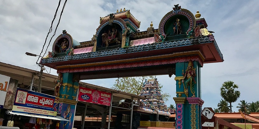 The entrance gate of a temple in Trivandrum