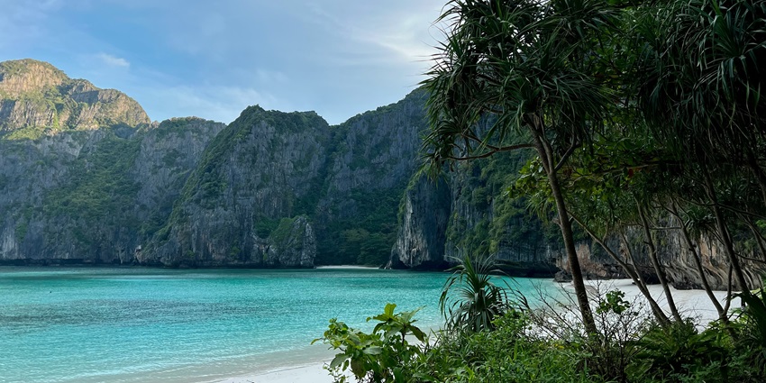 A picturesque view of shimmering blue waters of the Ba Kantiang Beach in Thailand.