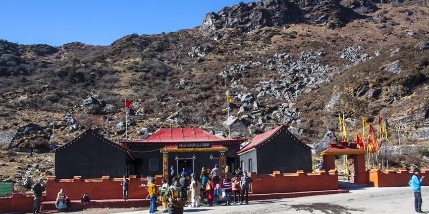View inside the halls of Baba Harbhajan Singh Mandir, a spiritual spot.
