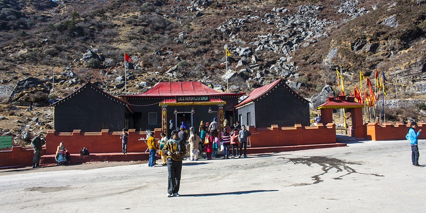 A glimpse of people taking blessings at the famous Baba Harbhajan Singh Temple.