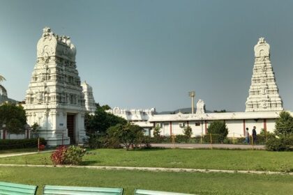 Balaji Temple in Guwahati with its ornate architecture, towering spires - Assam Temples.