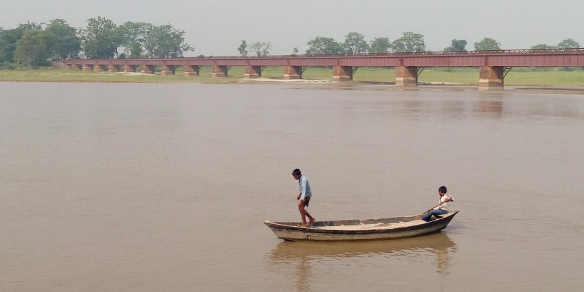 The scenic picture of the beautiful boat on the river in Nepal—New Year in Nepal