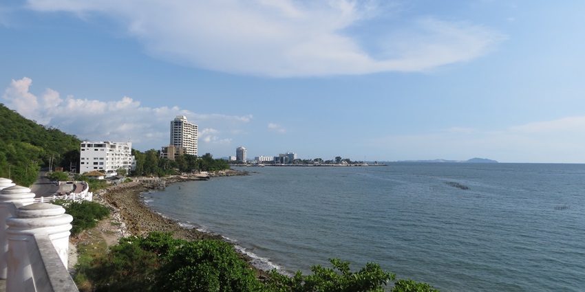 Image of serene Bang Saen Beach from the coast, which is one of the most visited places.