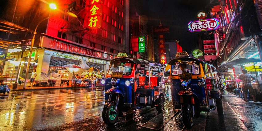 Vibrant markets of Bangkok, one of the best places to visit in Thailand in June.