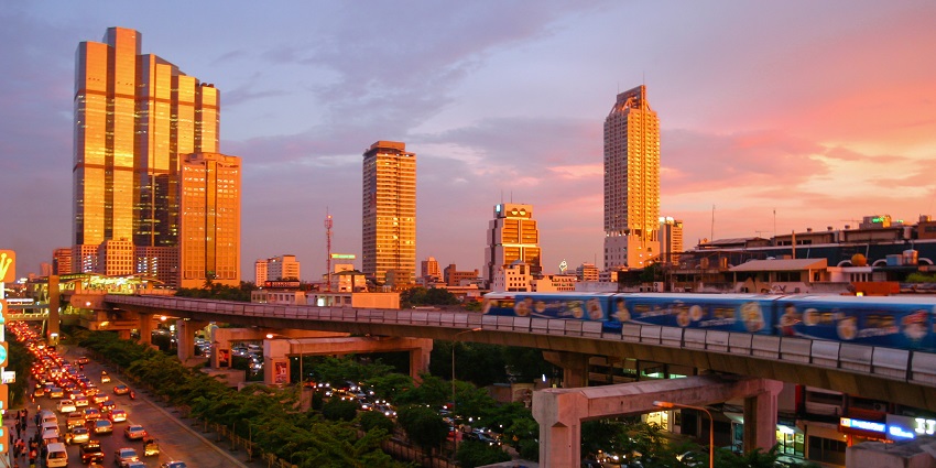 The evening view of the beautiful Bangkok city–Jim Thompson House Museum, Thailand