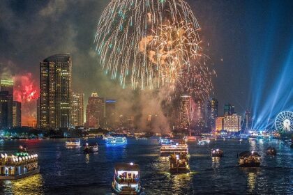 A beautiful mesmerising image of new year celebration in the city of Bangkok.