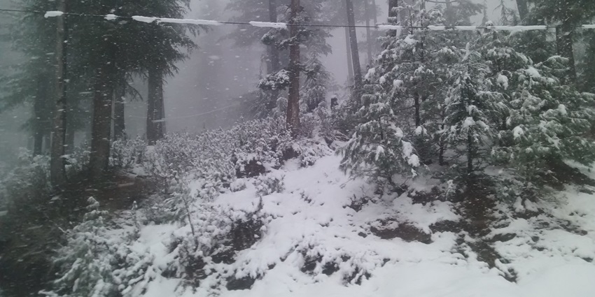 A mesmerising view of Bangus Valley covered under a thick layer of of snow during the day.