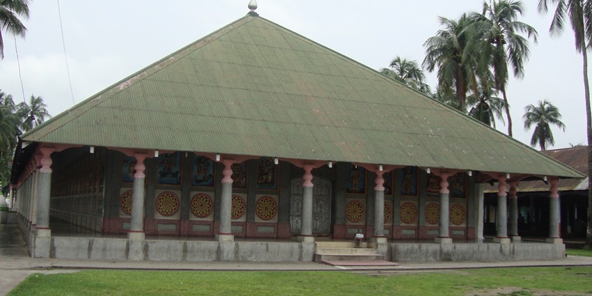 Snapshot of scenic Barpeta Kirtan Ghar near the Manas National park, Assam, India