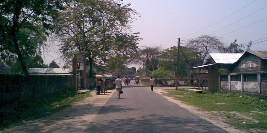 Beautiful evening views of the beautiful street of the cosy Barpeta Town in Assam