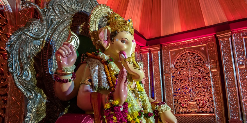 An inside view of the Bellam Vinayakudu Temple, one of the serene temples in Vizag.