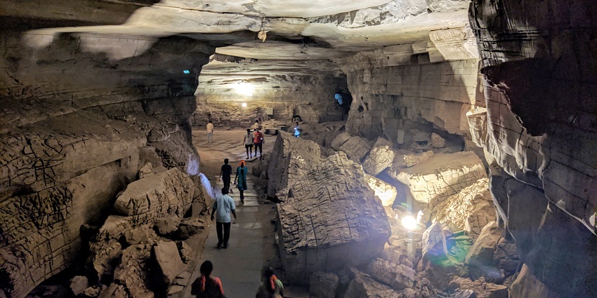 Stunning view of Belum Caves showcasing intricate rock formations and natural beauty.