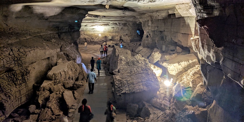 Stunning view of Belum Caves showcasing intricate rock formations and natural beauty.