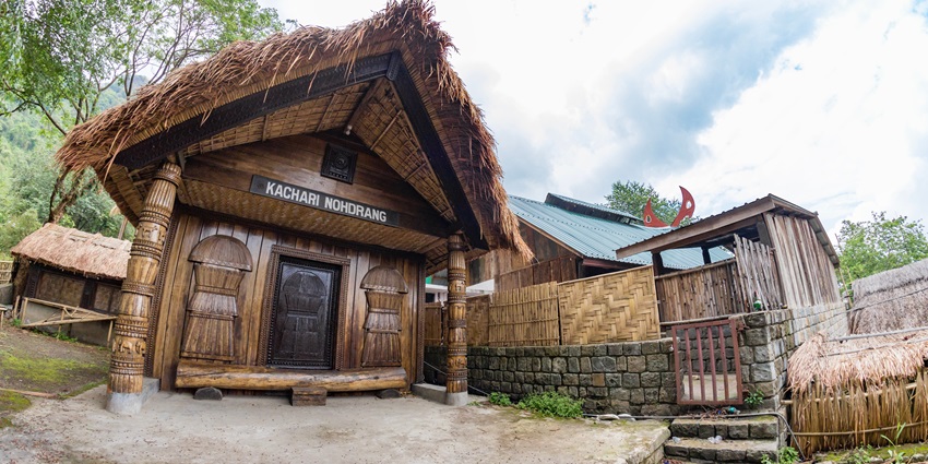 An image of a traditional Nagaland traditional house in heritage village