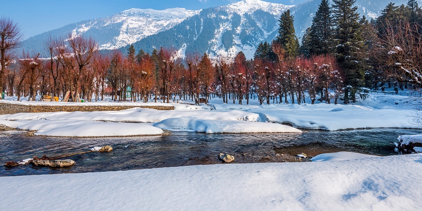 Betaab Valley is a tranquil destination in Kashmir that is covered with snow in winters