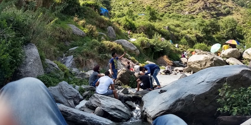 Snapshot of the close up of the Bhagsu Waterfall located around the Kangra district