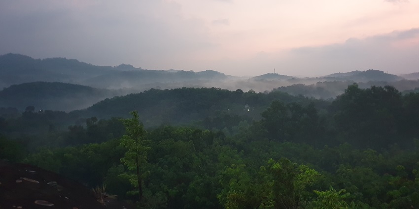 A picture of a stunning mountain view in Kerala with a blanket of lush greenery spread all across