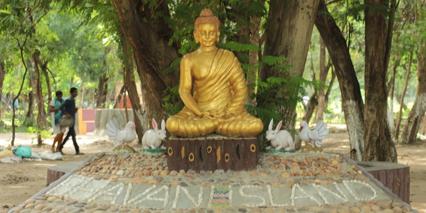 Bhavani Island is located along the Krishna River, offering tourists a unique experience.