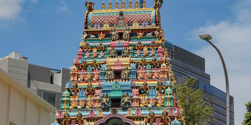 A vibrant glimpse of Bhimarama Bhimeswara Swamy hotspot with figurines of various Gods.