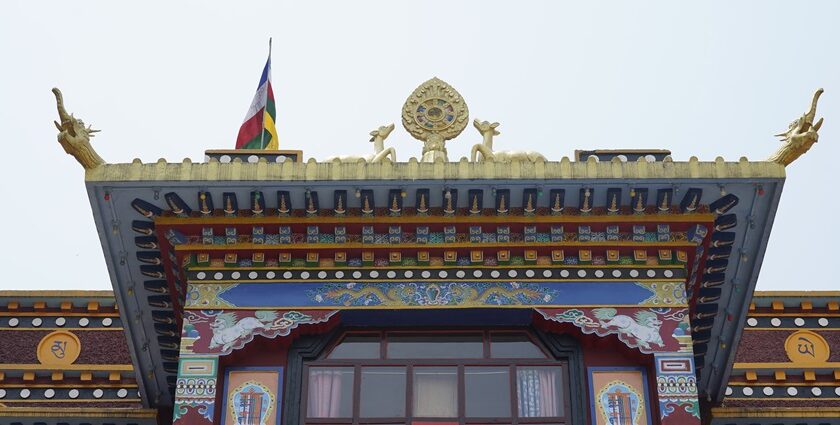 A picture of the front of Bon Monastery