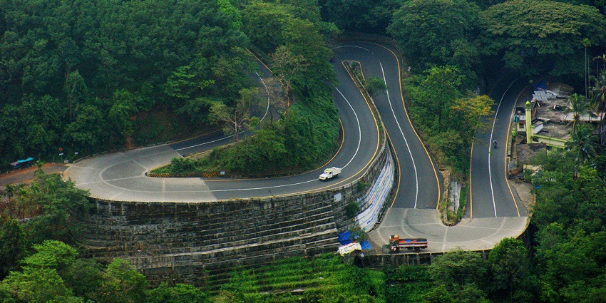 The Hairpin curves at Thamarasseri, located in Wayanad in the state of Kerala, India.