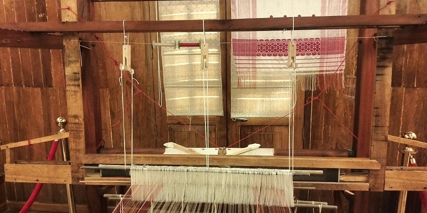 The traditional handloom of Assam in the Brahmaputra River Heritage Centre in Guwahati
