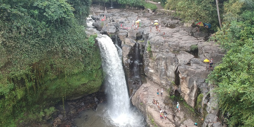 Panaromci image of a waterfall which is the best spot for Bungee jumping in Bali