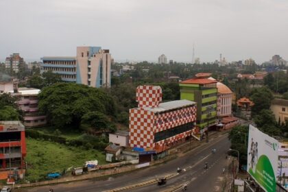 Aerial view of Calicut city point—New Year Party In Calicut, Kerala, India