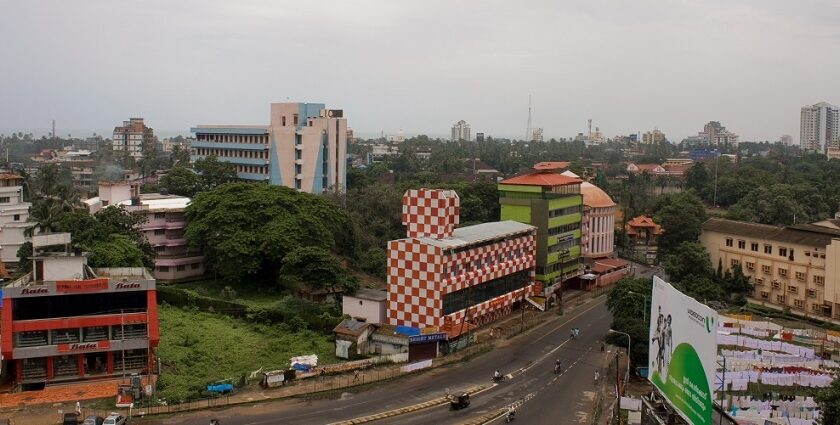 Aerial view of Calicut city point—New Year Party In Calicut, Kerala, India