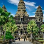 A group of temples in Angkor Wat which is one of the famous temples in Cambodia.