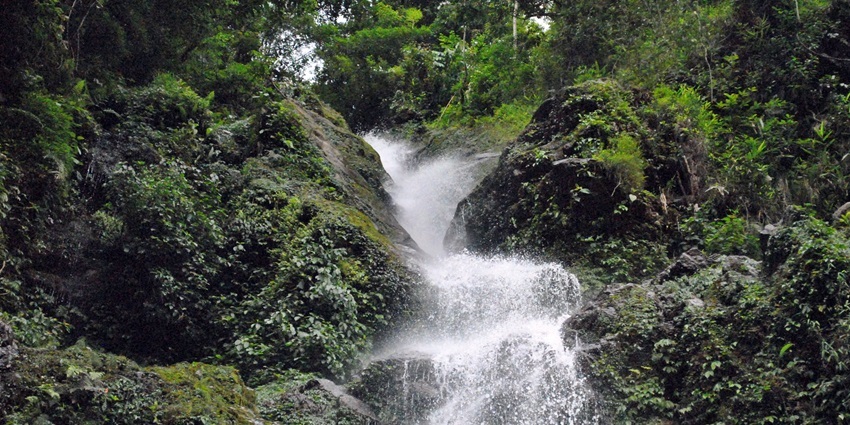 A beautiful camp site near a waterfall