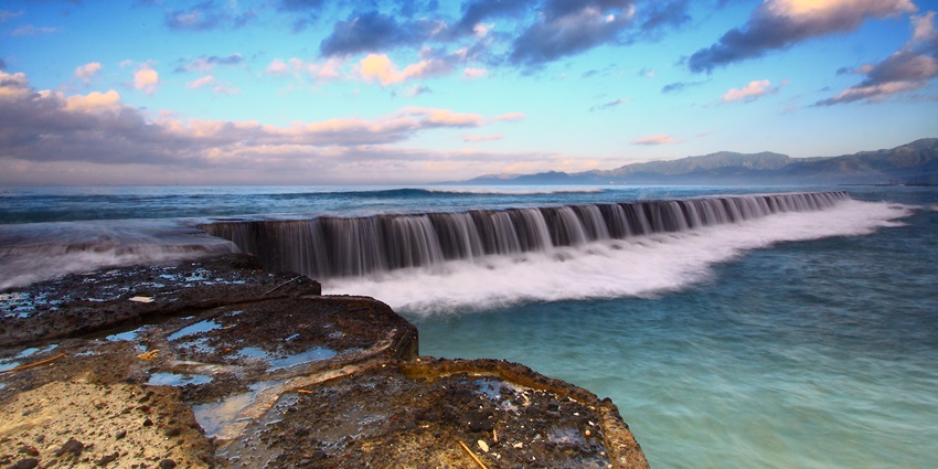 Scenic image of the Jetty at Candidasa in Bali— A perfect place for adventure sports