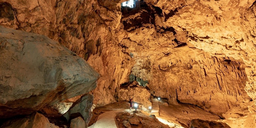 The insides of a big cave as seen during day time