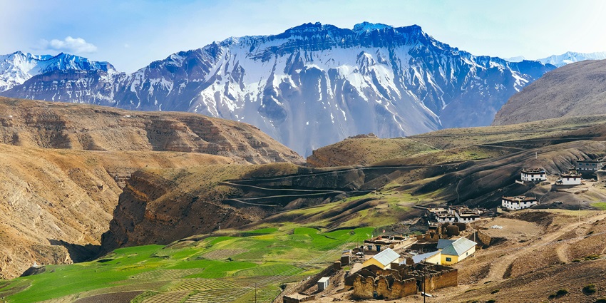 Beautiful panoramic view of the city amidst the stepped landscape of the hills
