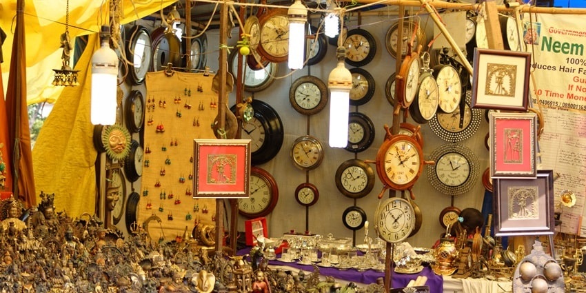 Beautiful image of the clocks in the market of Chandni Chowk old Delhi Bazzar area
