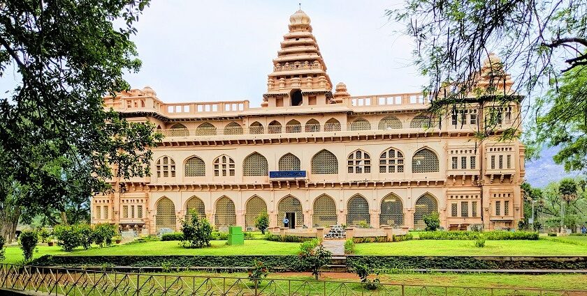 Scenic view of Chandragiri Fort, showcasing its historic architecture and lush surroundings.