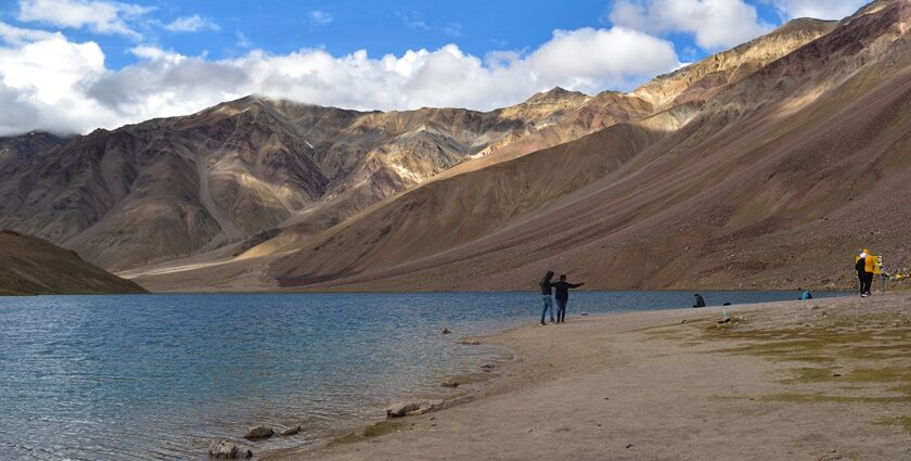 Beautiful lake located in the Chandratal Wildlife sanctuary wetlands in the Himachal